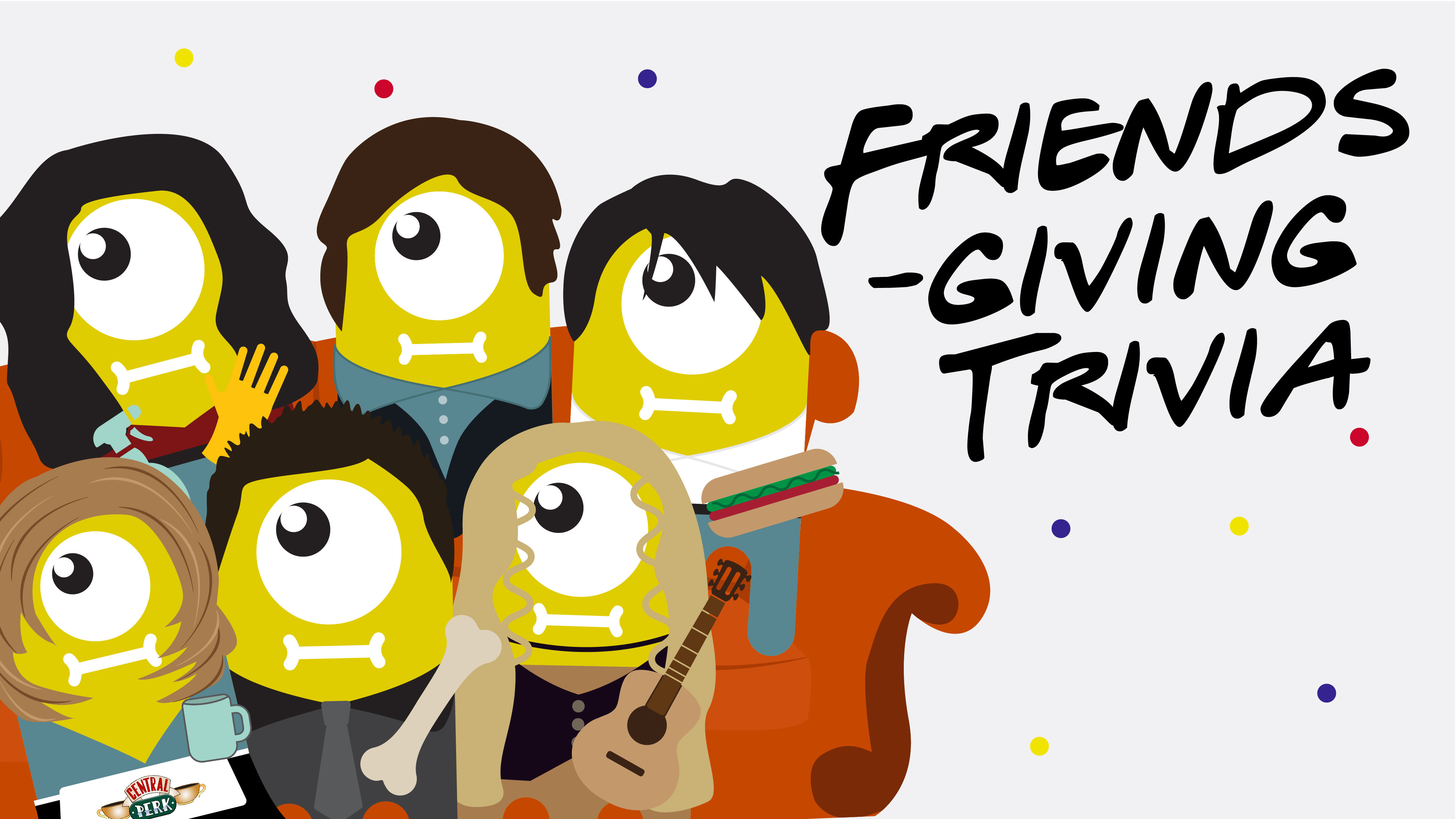 Graphic for Friends-giving trivia night with Friends-themed aliens